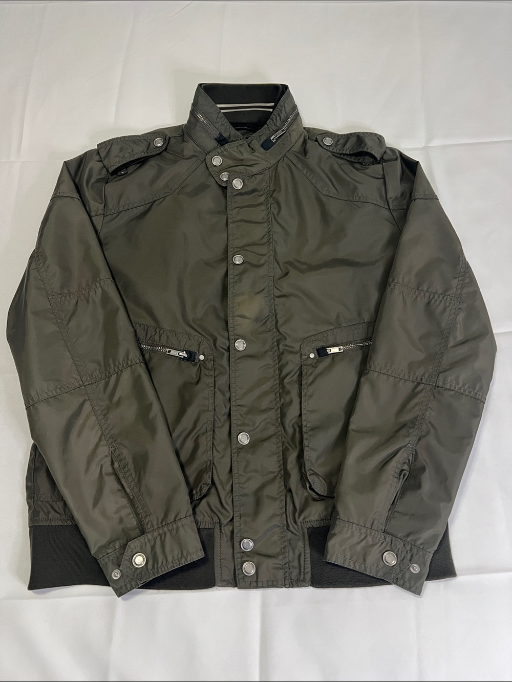 H&M Olive Green Military-Style Bomber Jacket